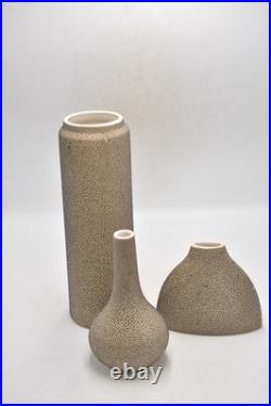 Vintage Studio Pottery Vases x3 East German Style Abstract Speckled