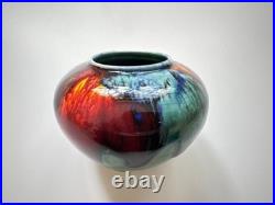 Vintage Tony Laverick Studio Pottery CRACKLE GLAZE Small Pot vase ASL 9cmx 6cm