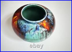 Vintage Tony Laverick Studio Pottery CRACKLE GLAZE Small Pot vase ASL 9cmx 6cm