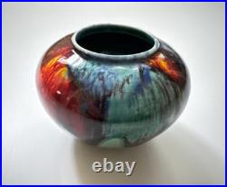 Vintage Tony Laverick Studio Pottery CRACKLE GLAZE Small Pot vase ASL 9cmx 6cm