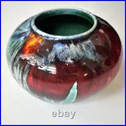 Vintage Tony Laverick Studio Pottery CRACKLE GLAZE Small Pot vase ASL 9cmx 6cm