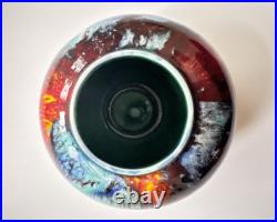 Vintage Tony Laverick Studio Pottery CRACKLE GLAZE Small Pot vase ASL 9cmx 6cm