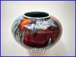 Vintage Tony Laverick Studio Pottery CRACKLE GLAZE Small Pot vase ASL 9cmx 6cm