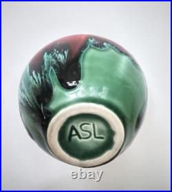 Vintage Tony Laverick Studio Pottery CRACKLE GLAZE Small Pot vase ASL 9cmx 6cm