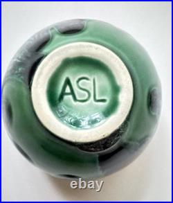 Vintage Tony Laverick Studio Pottery CRACKLE GLAZE Small Pot vase ASL 9cmx 6cm