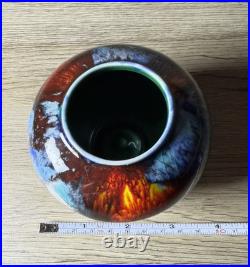 Vintage Tony Laverick Studio Pottery CRACKLE GLAZE Small Pot vase ASL 9cmx 6cm