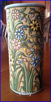 Vintage Vase Majolica Clay Background signed Aquado Toledo Spain