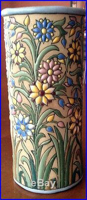 Vintage Vase Majolica Clay Background signed Aquado Toledo Spain