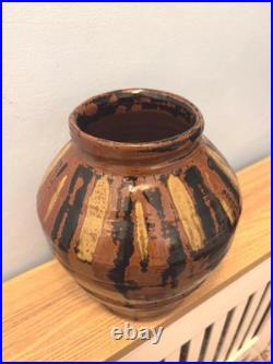 Vintage Very Large Terracotta Glazed Drip Glaze Urn Vase