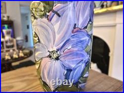 Vintage blue clematis large vase by Valerie and Ken Shelton studio pottery