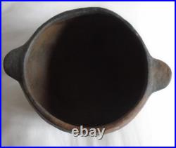 Volcanic Lava Clay Large Studio Art Pot black brown crunchy unglazed vase vgc