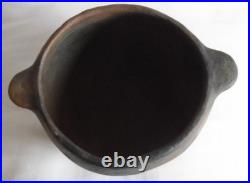 Volcanic Lava Clay Large Studio Art Pot black brown crunchy unglazed vase vgc