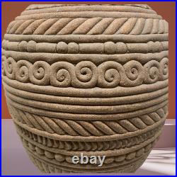 Vtg 1975 Signed Studio Pottery Vase 14 Hand Carved Textured Tribal Southwestern