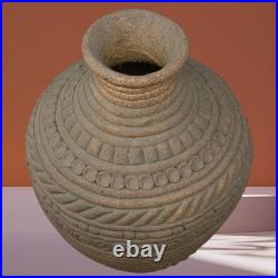 Vtg 1975 Signed Studio Pottery Vase 14 Hand Carved Textured Tribal Southwestern
