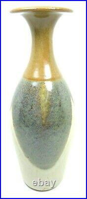 Vtg 1984 Art Pottery Vase Brown Gray Hand Dipped Glaze Lofts Mill Bloomington IL
