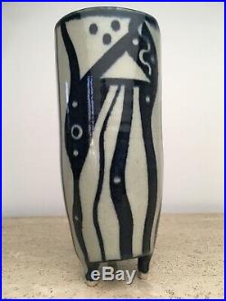 Vtg Mid Century Modern Studio Art Pottery Tripod Pedestal IKEBANA VASE Pot