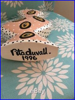 Vtg Rita Duvall Signed 1996 Postmodern Art Deco Symmetrical Pottery Vase Rare