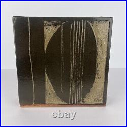 Vtg Vase Studio Pottery 1980 Modernist Brown 9in