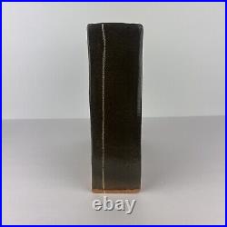 Vtg Vase Studio Pottery 1980 Modernist Brown 9in