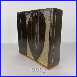 Vtg Vase Studio Pottery 1980 Modernist Brown 9in