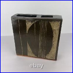 Vtg Vase Studio Pottery 1980 Modernist Brown 9in