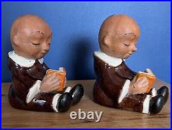 Walter Bosse Kufstein Austria Art Pottery Terracotta Pair Of Monks Reading Books