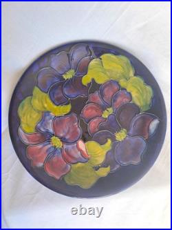 Walter Moorcroft Signed Clematis Large Plate Charger 26cm Mid Century Vintage
