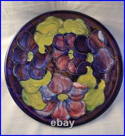 Walter Moorcroft Signed Clematis Large Plate Charger 26cm Mid Century Vintage