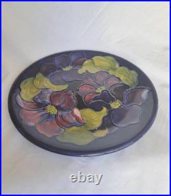 Walter Moorcroft Signed Clematis Large Plate Charger 26cm Mid Century Vintage