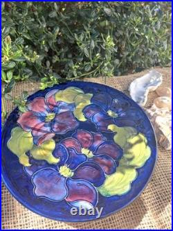 Walter Moorcroft Signed Clematis Large Plate Charger 26cm Mid Century Vintage