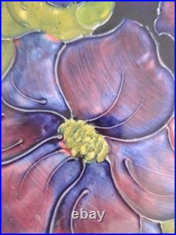 Walter Moorcroft Signed Clematis Large Plate Charger 26cm Mid Century Vintage