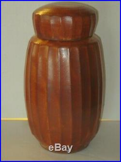 Warren Mackenzie Stamped Large Shino Glaze Faceted Lidded Jar