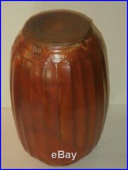 Warren Mackenzie Stamped Large Shino Glaze Faceted Lidded Jar