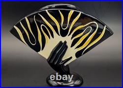 West Germany Schmider Tigris Studio Pottery Fan In Hand Vase / Sculpture MCM West Germany Schmider Tigris Studio Pottery Fan In Hand Vase / Sculpture MCM