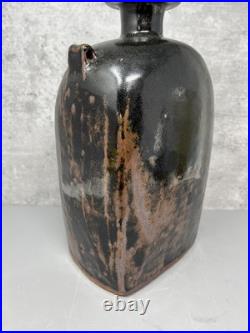 William'Bill' Marshall Large Stoneware Bottle Tenmoku Glaze 29cm Tall #2396 William'Bill' Marshall Large Stoneware Bottle Tenmoku Glaze 29cm Tall #2396