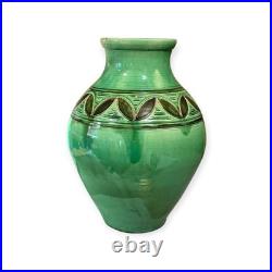 William Fishley Holland Studio Pottery Vase Green Glaze North Devon 35cm