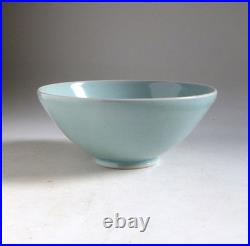 William Mehornay Vintage Studio Pottery Porcelain Footed Bowl. Celadon Blue