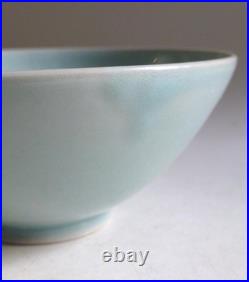 William Mehornay Vintage Studio Pottery Porcelain Footed Bowl. Celadon Blue