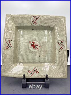 William Plumptre Stoneware Large Square Pale Glaze Studio Pottery Dish William Plumptre Stoneware Large Square Pale Glaze Studio Pottery Dish