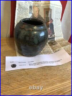 William'bill' Marshall Leach Pottery Stoneware Vase Tenmoku Glaze Signed