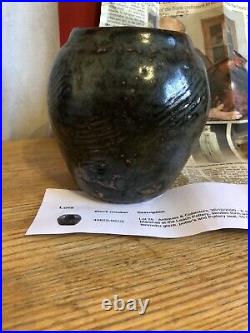 William'bill' Marshall Leach Pottery Stoneware Vase Tenmoku Glaze Signed
