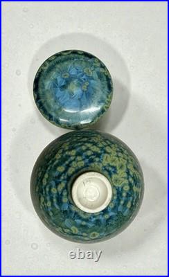 Willy Van Busel signed crystalline glaze lidded jar studio pottery Belgium
