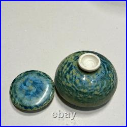 Willy Van Busel signed crystalline glaze lidded jar studio pottery Belgium