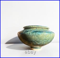 Willy Van Busel signed crystalline glaze lidded jar studio pottery Belgium