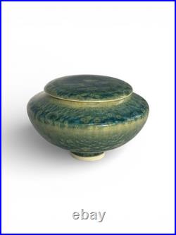 Willy Van Busel signed crystalline glaze lidded jar studio pottery Belgium