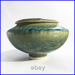 Willy Van Busel signed crystalline glaze lidded jar studio pottery Belgium