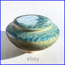 Willy Van Busel signed crystalline glaze lidded jar studio pottery Belgium