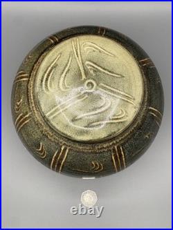 Winchcombe Studio Pottery Stoneware Jar with Cover Tenmoku and Naku Glaze h24cm