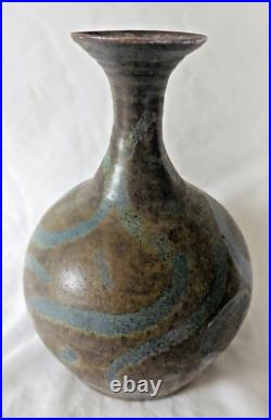 Wonderful early studio pottery vase bottle form great glaze effects