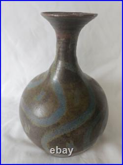 Wonderful early studio pottery vase bottle form great glaze effects Wonderful early studio pottery vase bottle form great glaze effects